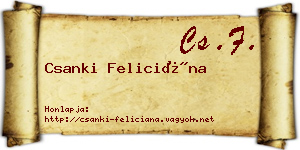 Csanki Feliciána névjegykártya